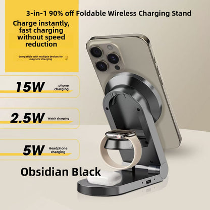 Magnetic Three-in-One Wireless Charging Stand for Phone Earphone Watch