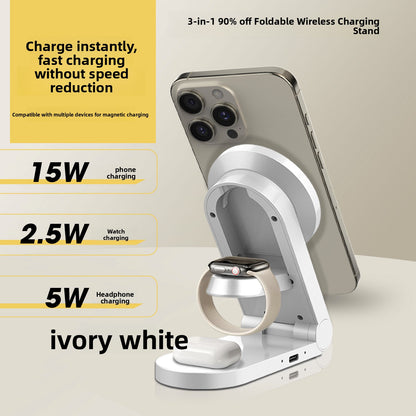 Magnetic Three-in-One Wireless Charging Stand for Phone Earphone Watch